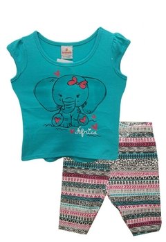 Conjunto Blusa Legging Elefante Verde Brandili