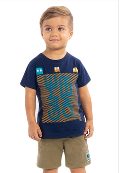 Conjunto Camiseta Bermuda Infantil Azul Brandili