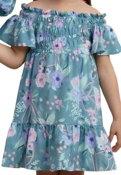 Vestido Infantil Azul Flores Mon Sucre - comprar online