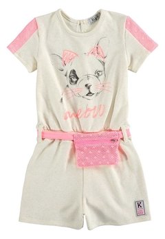 Macaquinho Infantil Meow Branco Kukiê