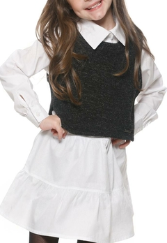 Vestido Tricoline Colete Infantil Branco Poah Noah - comprar online