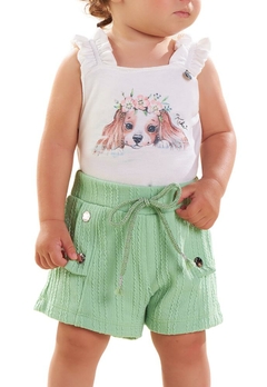 Conjunto Shorts Verde Regata Dog Infantil Kikixodó - comprar online