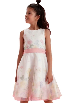 Vestido Infantil Festa Floral Rosa Petit Cherie