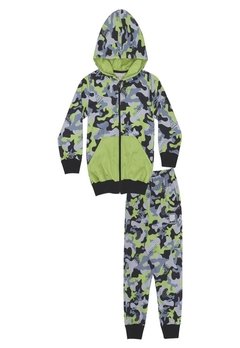 Conjunto Calça Infantil Manga Longa Capuz Camuflado Catavento