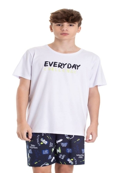Conjunto Pijama Camiseta Bermuda Infantil Preto TMX