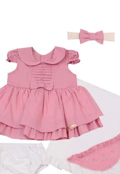 Saída de Maternidade Vestido Rosê Menina Chuquinha Baby - comprar online