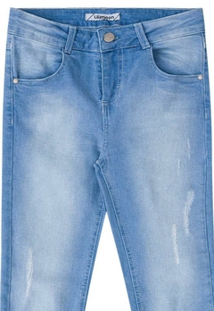 Calça Feminina Jeans Destroyed Detalhe Pérola Lilimoon - comprar online
