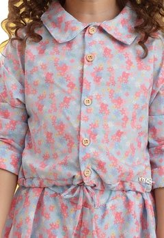 Conjunto Shorts Infantil Azul Estampado Flores Mon Sucre - comprar online