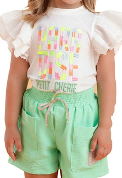 Conjunto Blusa Short Infantil Verde Petit Cherrie - Vim Vi Venci Moda Infantil e Teen