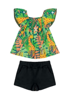 Conjunto Infantil Cropped Shorts Verde Nanai