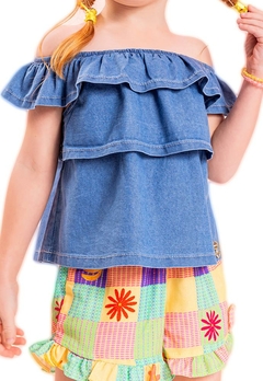 Conjunto Blusa Short Infantil Estampado Jeans Vigat - comprar online