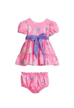 Vestido Com Calcinha Infantil Rosa Laço Mon Sucre