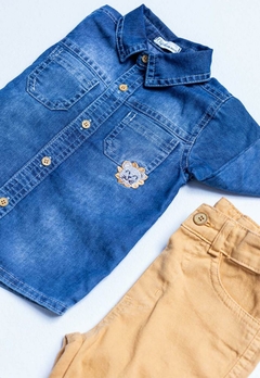 Conjunto Calça Sarja Camisa Jeans Infantil Vigat