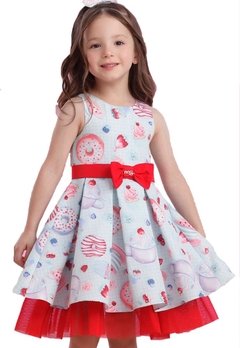 Vestido Infantil Branco Doces Laço Mon Sucre