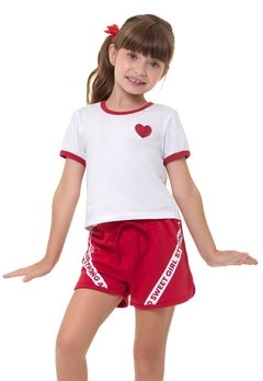 Conjunto Shorts Infantil Sweet Girl Vermelho Açucena