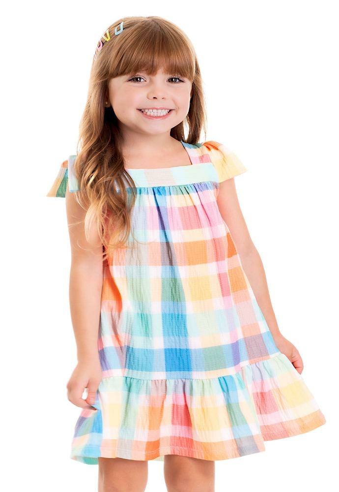 Vestido Bebê Menina Babados Flores Rosa TMX Kids