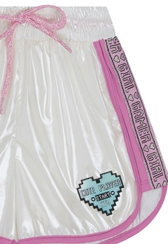 Shorts Infantil Nylon Holográfico Branco Catavento - comprar online