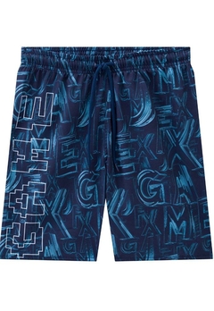 Bermuda Infantil Nylon Estampada Azul Johnny Fox