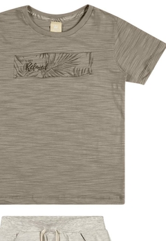 Conjunto Camiseta Bermuda Malha Flamê Canelado Marrom Coloritta - comprar online