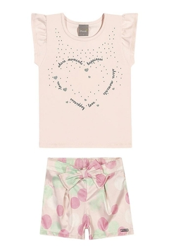 Conjunto Blusa Shorts Cotton Rosa Brandili - comprar online