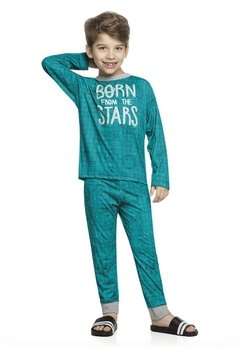 Conjunto Pijama Camiseta Calça Infantil Verde ELIAN - comprar online