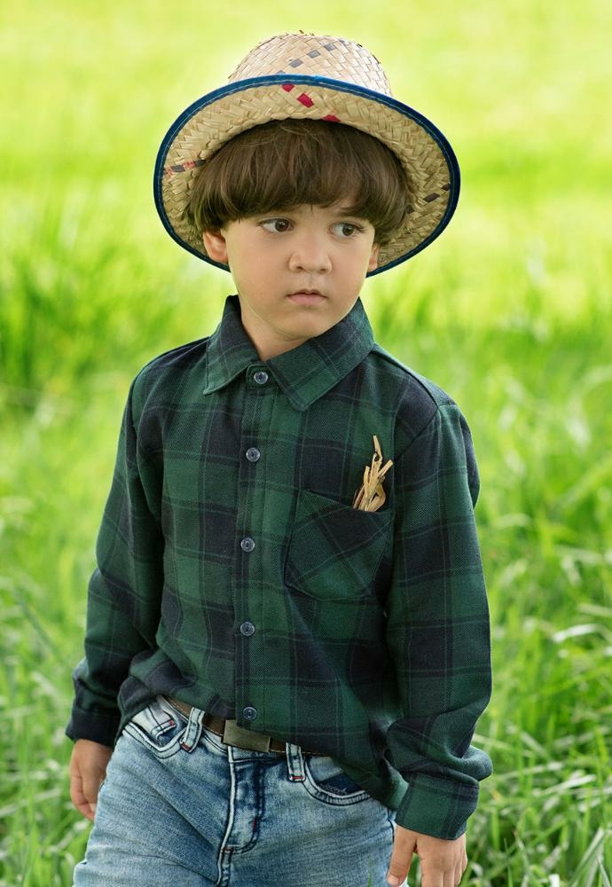 Camisa Xadrez Verde e Preta Menino