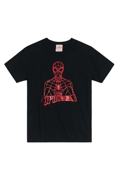 Camiseta Preta Spider Man Infantil Brandili