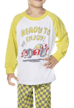 Pijama Ready to Enjoy Meia Malha Amarelo Have Fun - comprar online