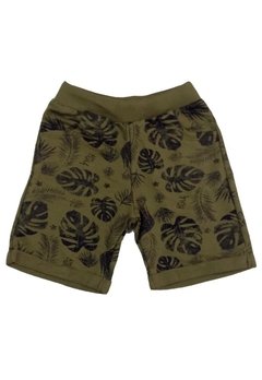 Bermuda Moletom Folhas Verde Militar Have Fun