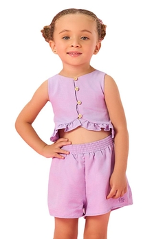 Conjunto Shorts Lilás Viscose Infantil Mon Sucrê