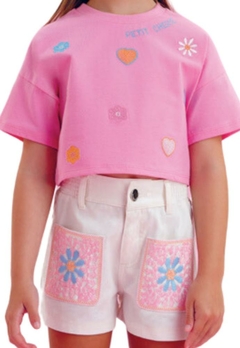 Conjunto Shorts Flores Rosa Infantil Petit Cherie - comprar online