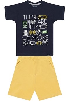 Conjunto Bermuda Infantil Amarelo Weapons Vrasalon - comprar online