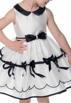 Vestido Festa Bordado Laços Off White Petit Cherie - comprar online