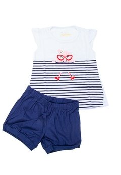 Pijama Infantil Blusa Shorts Listrado Azul Have Fun