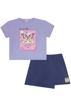 Conjunto Camiseta Shorts Lilás Abrange - comprar online