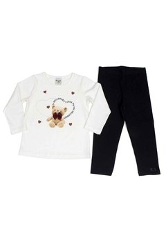 Conjunto Blusa Calça Legging Cotton Preto Have Fun