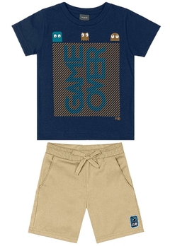 Conjunto Camiseta Bermuda Infantil Azul Brandili - comprar online