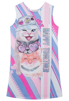 Vestido Infantil Flytech Estampado cats Infanti