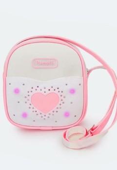 Bolsa Infantil com Led Pampili Seja Luz Strass Glitter Branca e Rosa Neon - comprar online