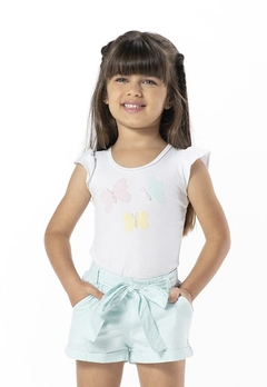 Conjunto Blusa Short Infantil Xadrez Verde Vrasalon