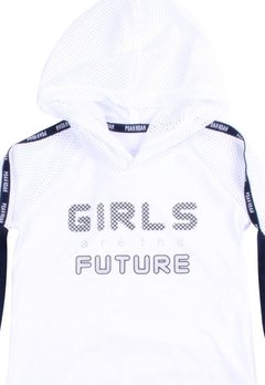 Blusa ML Malha Capuz Girls Future Branco Banana Danger - comprar online