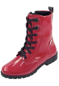 Bota Coturno Verniz Vermelho Pampili