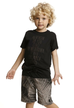 Conjunto Camiseta Bermuda Infantil Estampado Preto Banana Danger - comprar online