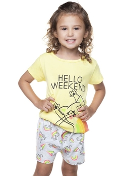 Pijama infantil Arco Íris Amarelo Have Fun