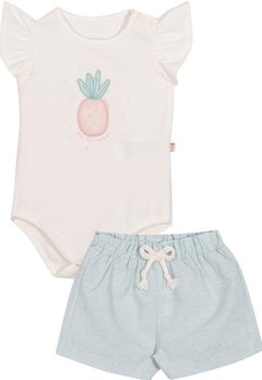 Conjunto Body Infantil Shorts Azul Nini&Bambini