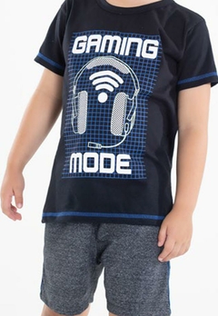 Pijama Camiseta Bermuda Infantil Preto Serelepe - comprar online