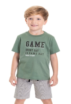 Conjunto Camiseta Bermuda Infantil Verde TMX