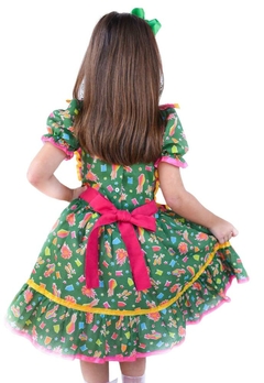 Vestido Estampado Caipira Verde Infantil Muvilê - comprar online