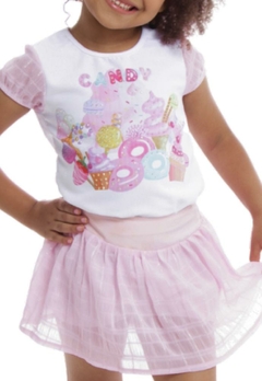 Conjunto Blusa Saia Infantil Rosa Carol e Dani - comprar online
