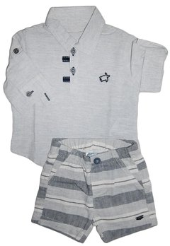 Conjunto Bata Curto e Bermuda Areia Ok e Pakita